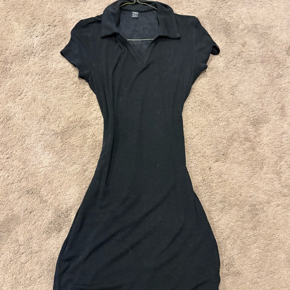 SHEIN Black Collared Dress